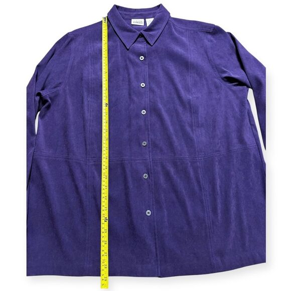 Vintage Classic Elements Shirt Womens XL Purple Faux Suede Relaxed Western Boho - Picture 7 of 8